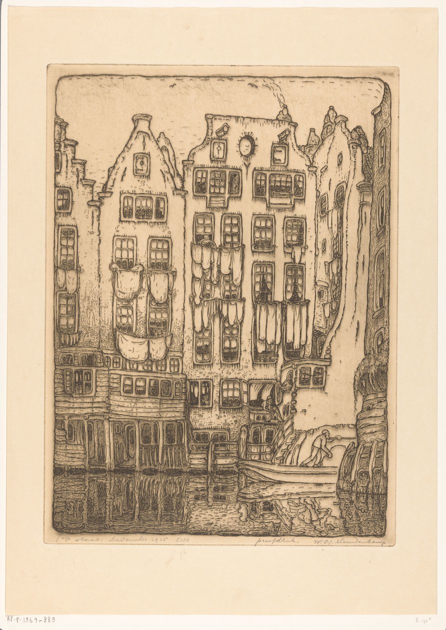 Kanalhus på Sint-Olofssteeg i Amsterdam Amsterdam (originaltitel) av Wijnand Otto Jan Nieuwenkamp (signed by artist)