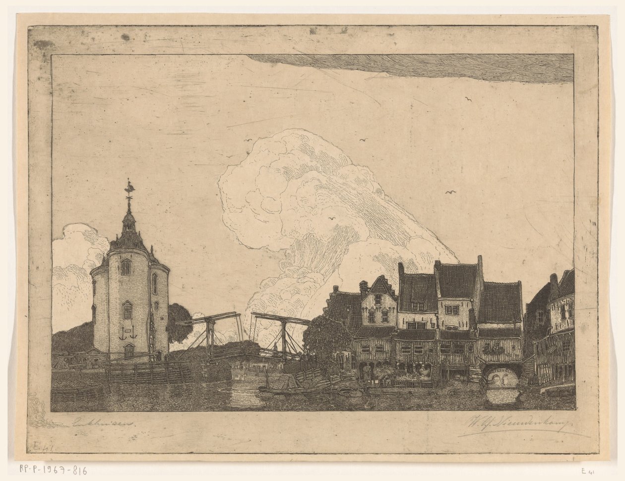 Hamnen i Enkhuizen (originaltitel) av Wijnand Otto Jan Nieuwenkamp (signed by artist)