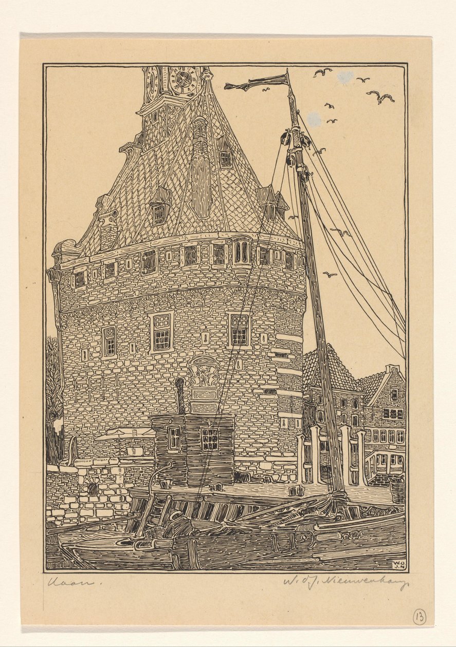 Huvudtorn i Hoorn av Wijnand Otto Jan Nieuwenkamp (signed by artist)