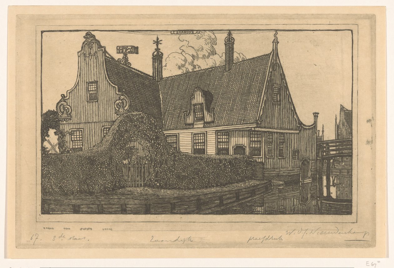 Trähus på vattnet i Zaandijk Hus i Zaandijk (originaltitel) av Wijnand Otto Jan Nieuwenkamp (signed by artist)