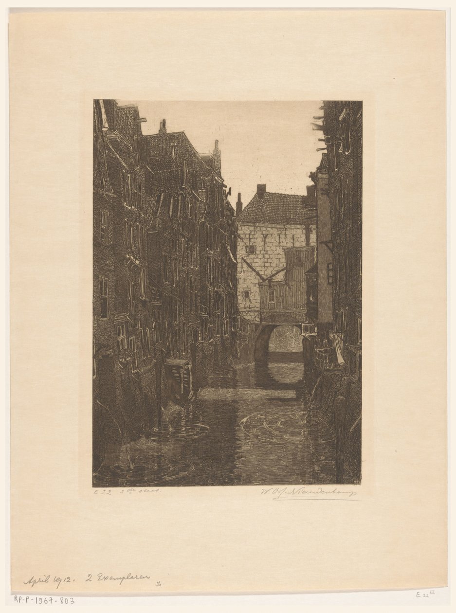 Hus på Voorstraatshaven i Dordrecht Kanal i Dordrecht (originaltitel) Dordrecht, sex etsningar av W.O.J. Nieuwenkamp och J.M. Degrees of Roggen (original serietitel) av Wijnand Otto Jan Nieuwenkamp (signed by artist)