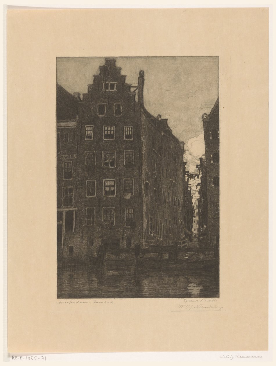 Hus på Damrak i Amsterdam At the Damrak (originaltitel) av Wijnand Otto Jan Nieuwenkamp (signed by artist)