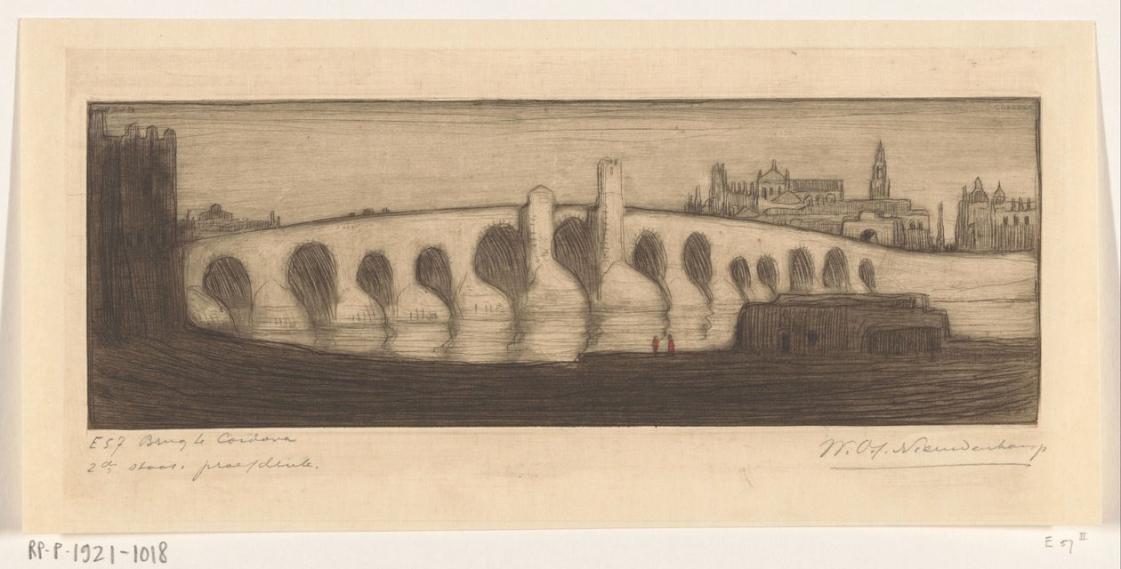 Romeinse brug över Guadalquivir i Córdoba Brug te Cordova (originaltitel) av Wijnand Otto Jan Nieuwenkamp (signed by artist)