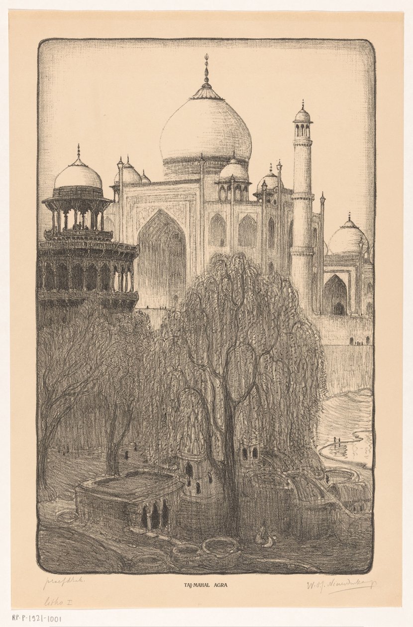 Taj Mahal, Agra (originaltitel på objekt) av Wijnand Otto Jan Nieuwenkamp (signed by artist)