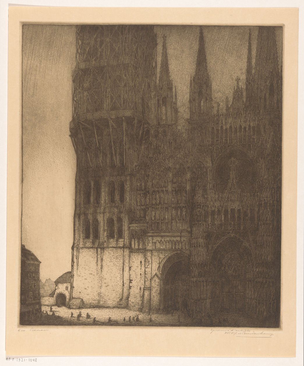 Fasad av Vår Fru-katedralen i Rouen Rouen (originaltitel) av Wijnand Otto Jan Nieuwenkamp (signed by artist)