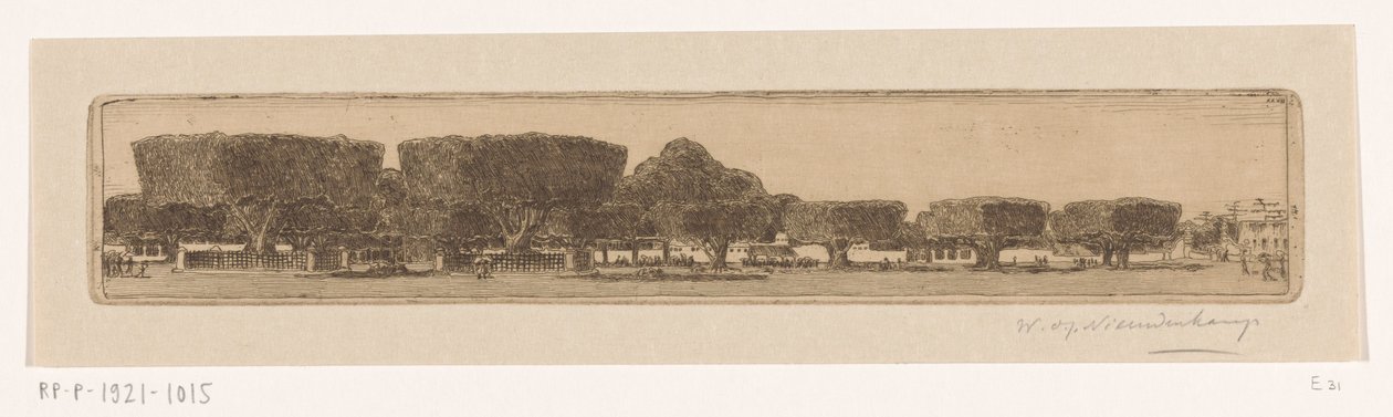 Waringin träd i trädgården av sultanens palats i Jogyakarta Square i Jogjakarta (originaltitel) av Wijnand Otto Jan Nieuwenkamp (signed by artist)