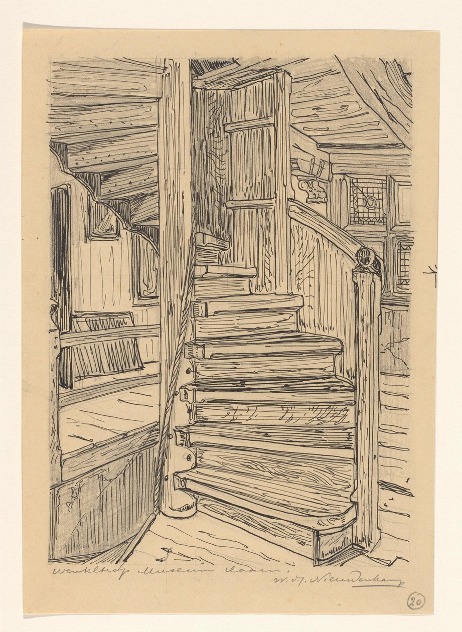 Spiraltrappa i Westfries Museum i Hoorn av Wijnand Otto Jan Nieuwenkamp (signed by artist)
