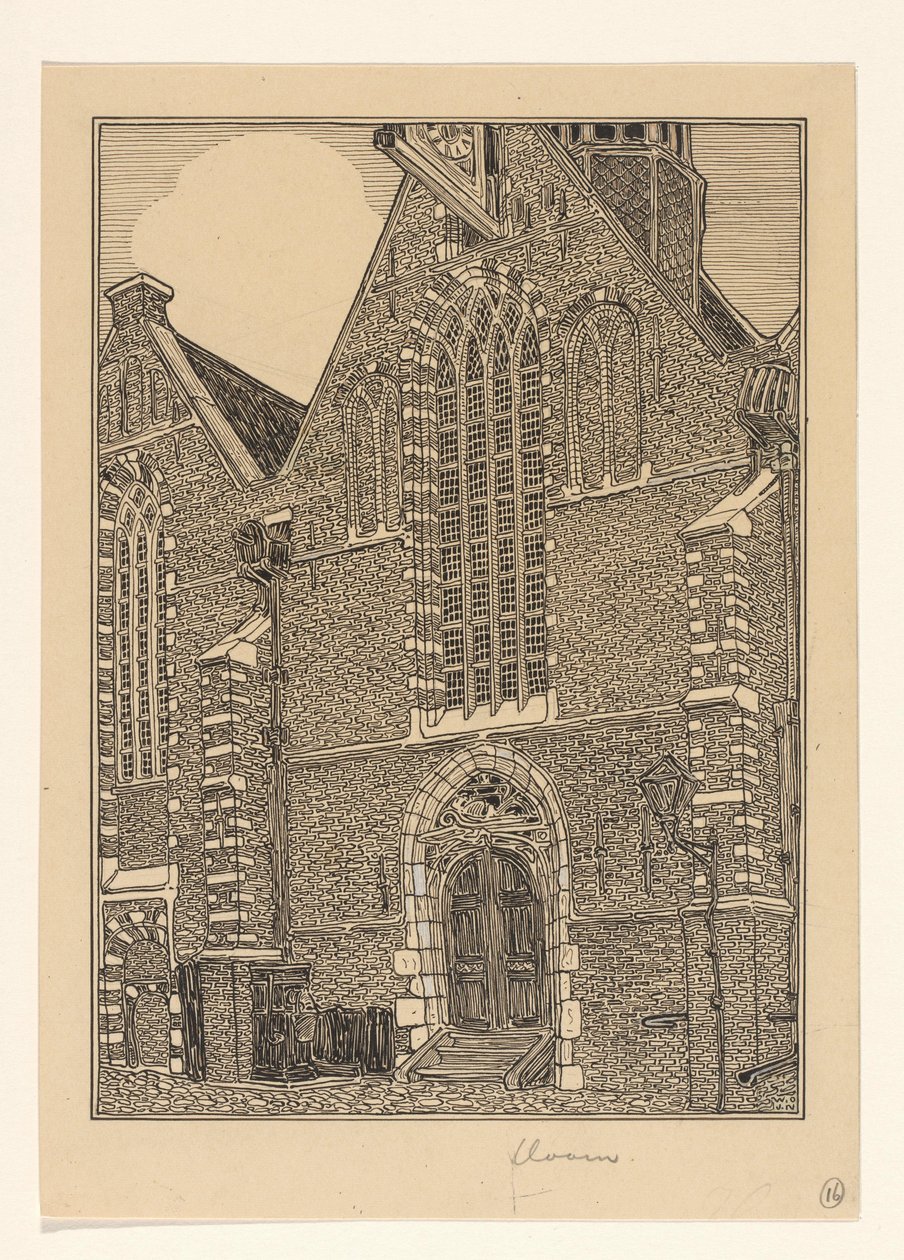 Västra fasaden av Noorderkerk i Hoorn av Wijnand Otto Jan Nieuwenkamp (signed by artist)