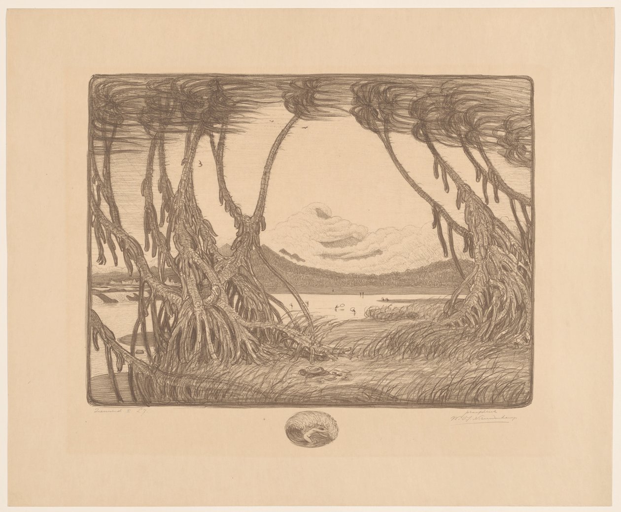 Havsbris, Javas sydkust Zeewind I (originaltitel på objekt) av Wijnand Otto Jan Nieuwenkamp (signed by artist)