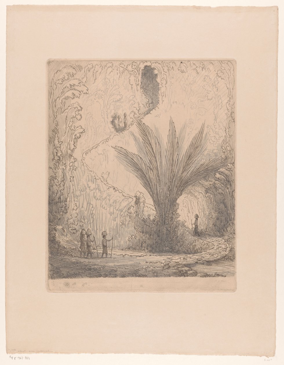 Bevuxen bergssida med kvinnor som bär varor på huvudet In the mountains (originaltitel) av Wijnand Otto Jan Nieuwenkamp