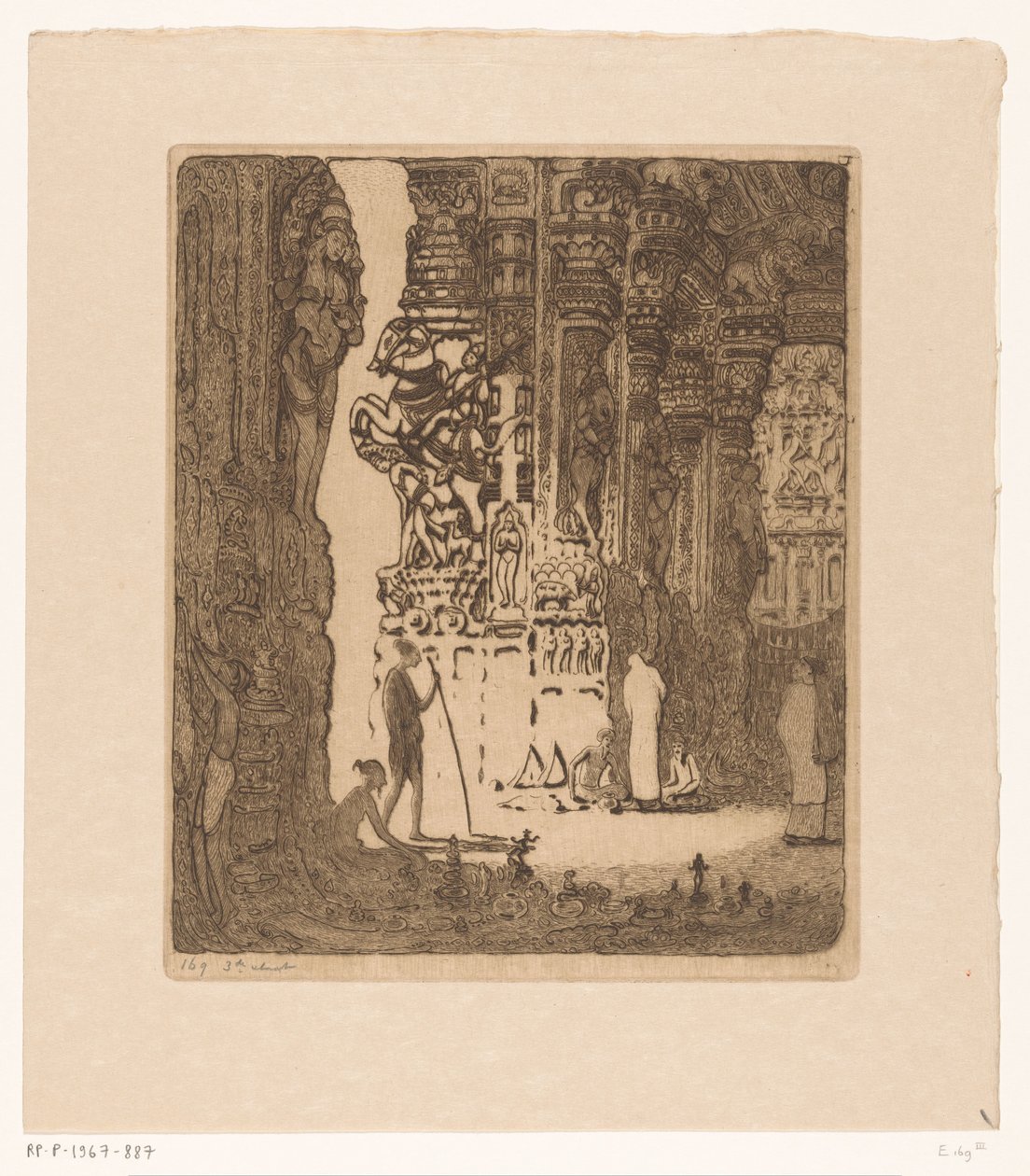 Skulpterade kolonner i en basar i Madurai Bazaar, Madura (originaltitel) av Wijnand Otto Jan Nieuwenkamp