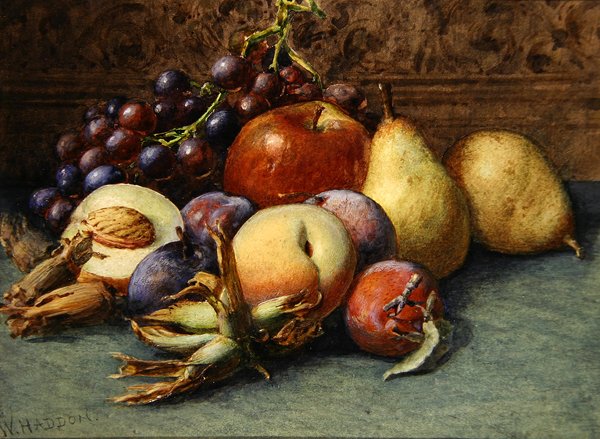 Still Life of Fruit (akvarell på papper) av Wilberforce Haddon