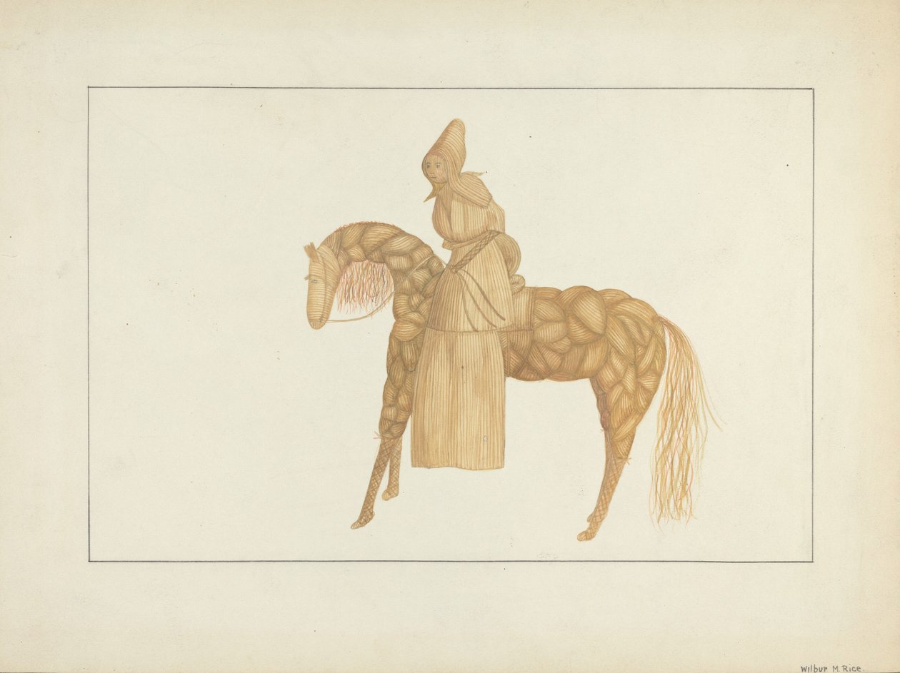 Corn Husk Doll on Horse, 19351942. av Wilbur M Rice
