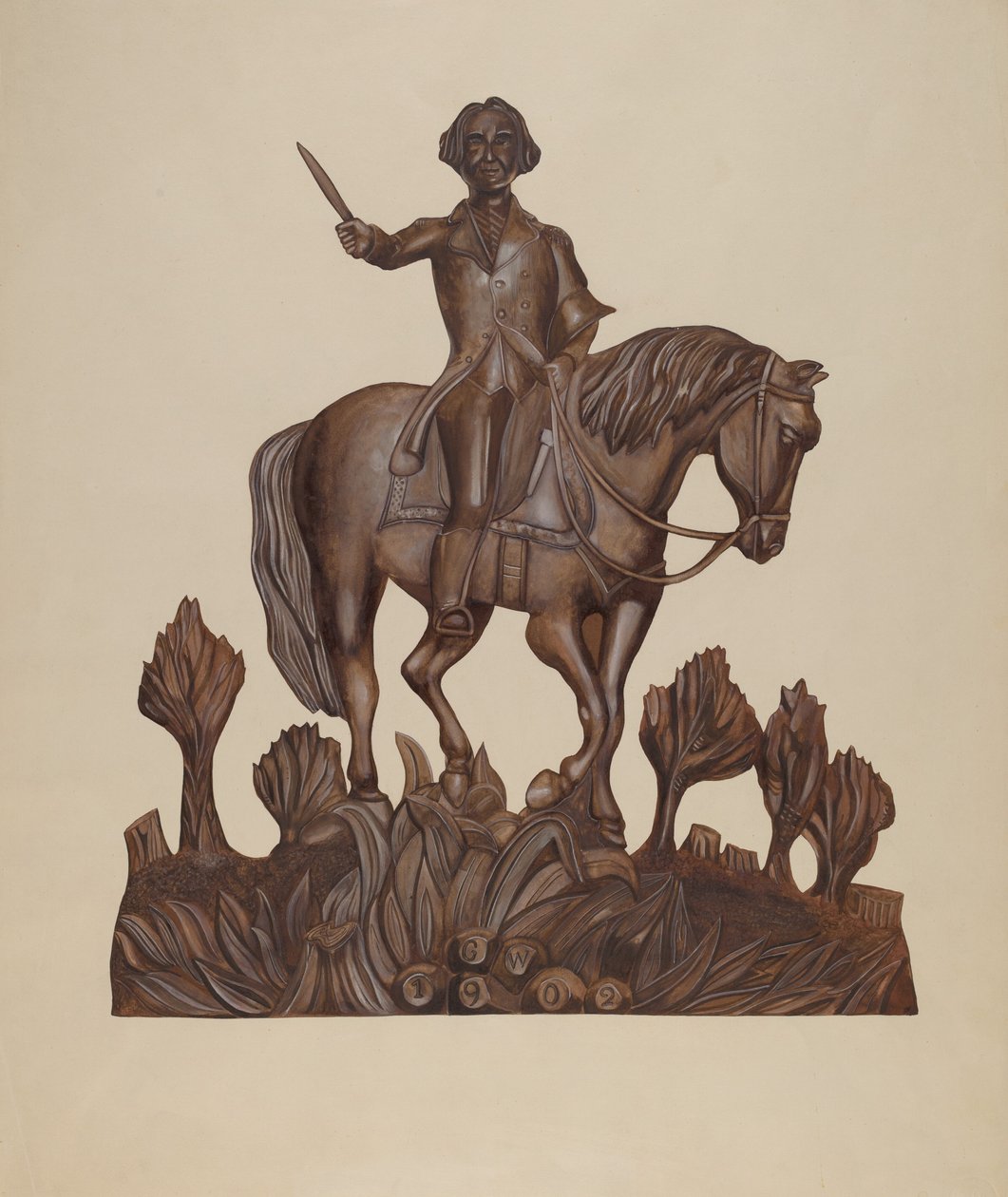 George Washington till häst, ca. 1938. av Wilbur M Rice