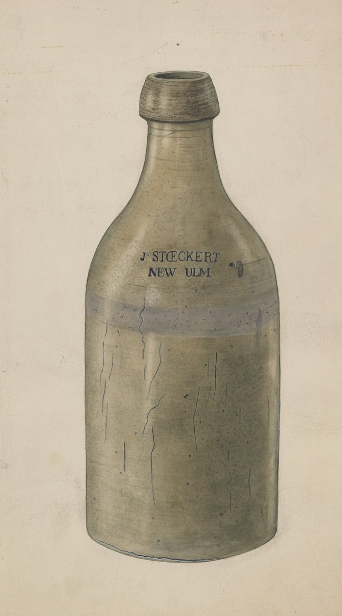 Stengods ölflaska, ca. 1938. av Wilbur M Rice