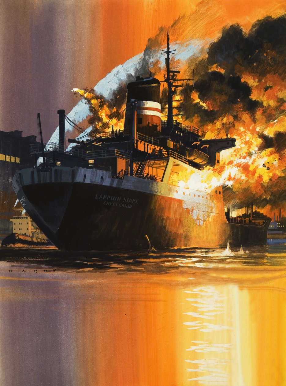 Blazing Ship av Wilf (20th century) Hardy