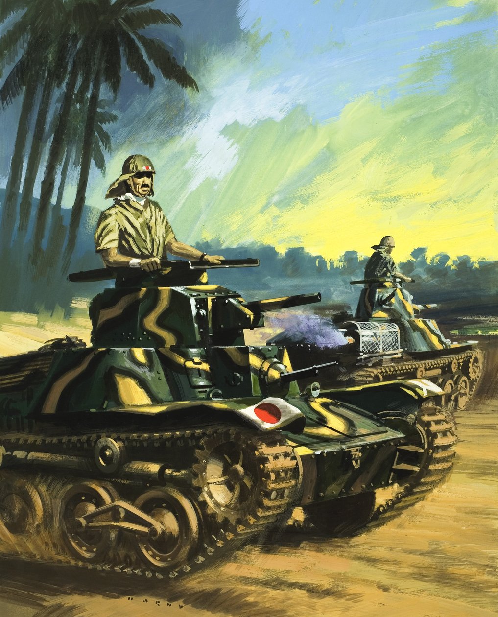 Japanese Tanks (gouache på papper) av Wilf (20th century) Hardy