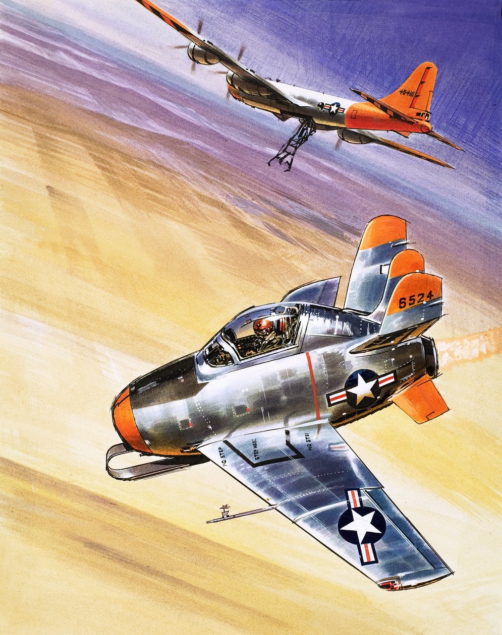 Mini Jet-Fighter, illustration från "Into the Blue av Wilf (20th century) Hardy