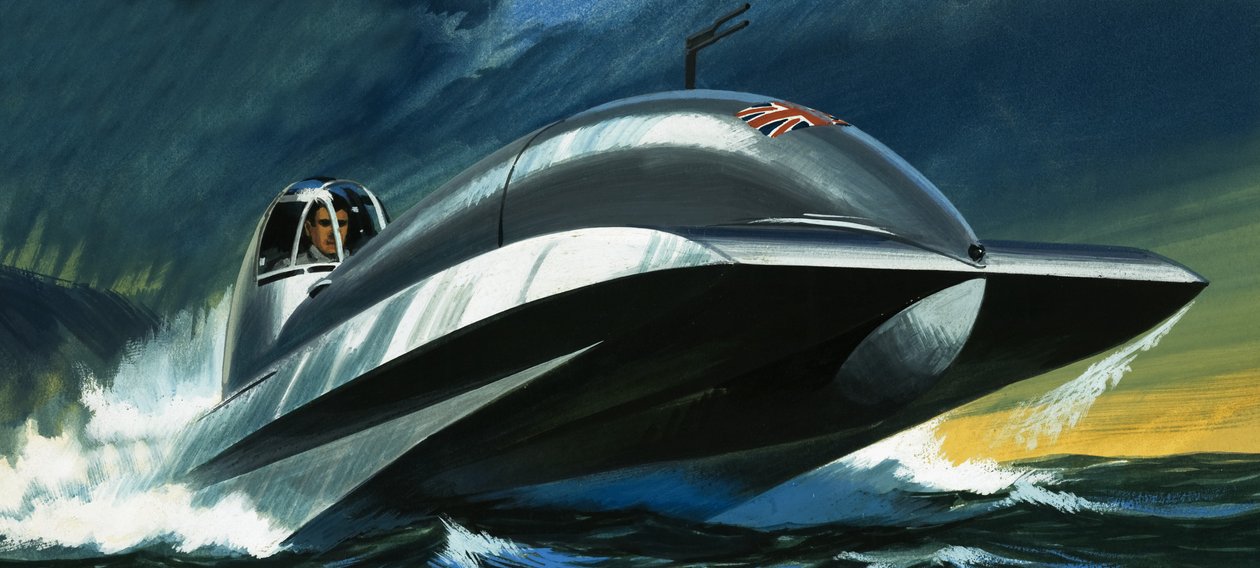 Oidentifierad jetdriven båt av Wilf (20th century) Hardy