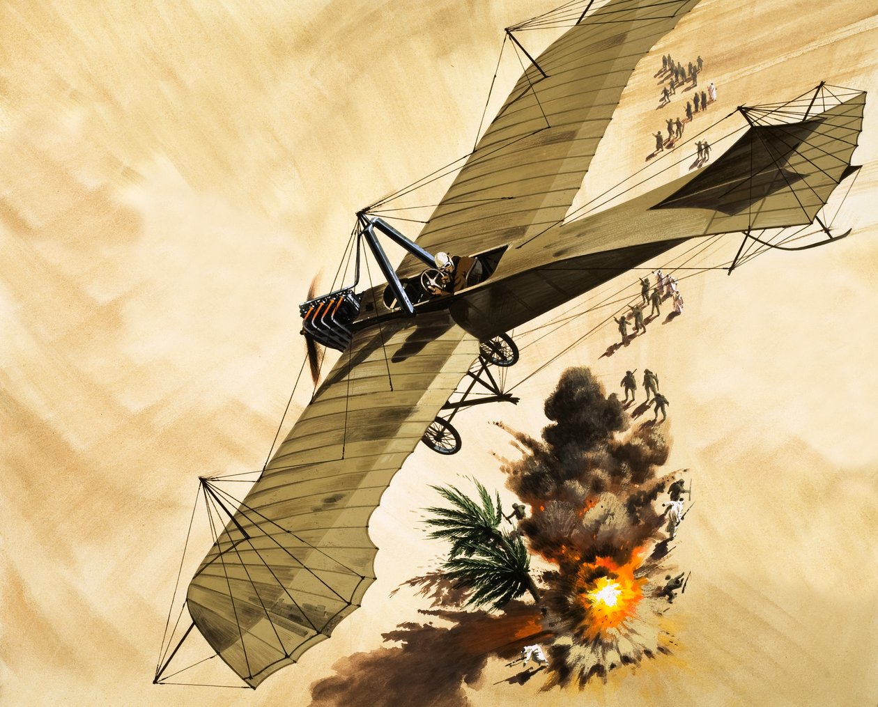 1911 blev löjtnant Giulip Gavotti den förste att släppa en bomb från ett flygplan av Wilf (20th century) Hardy