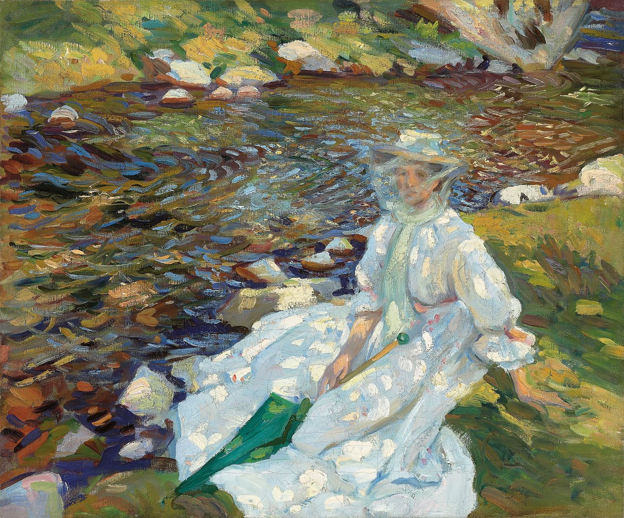 Jane Emmet de Glen vid en bäck, Val d