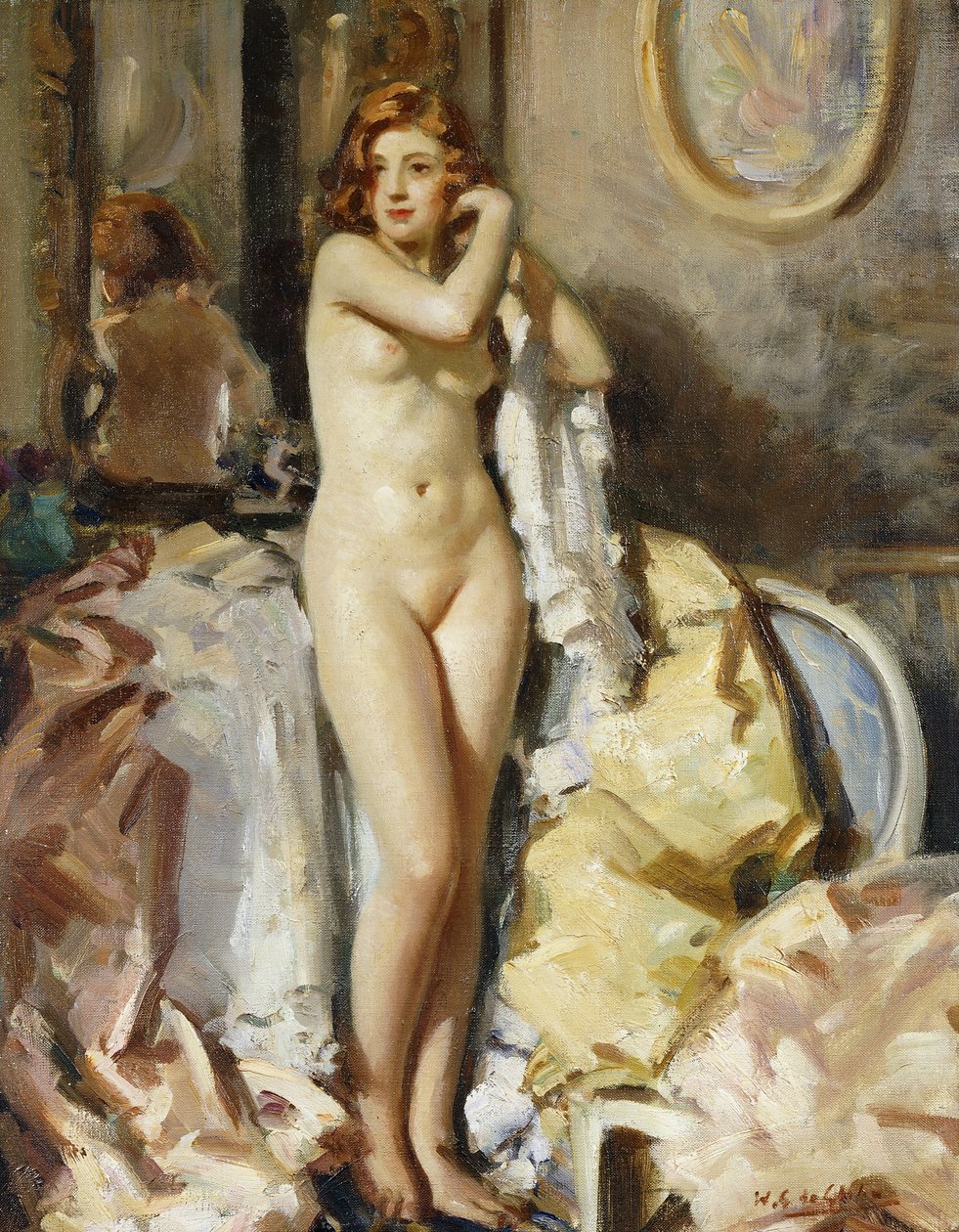 Står framför spegeln, rött huvud av Wilfred Gabriel de Glehn