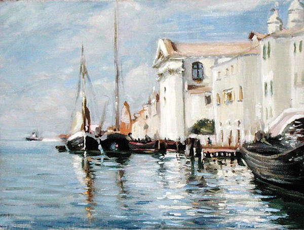 The Waterfront, Giudecca, Venedig (olja på duk) av Wilfred Gabriel de Glehn