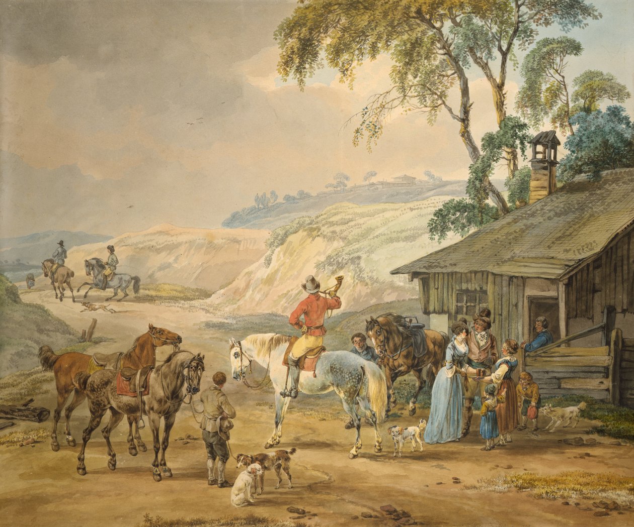 Jaktfest (wc på papper) av Wilhelm Alexander Kobell