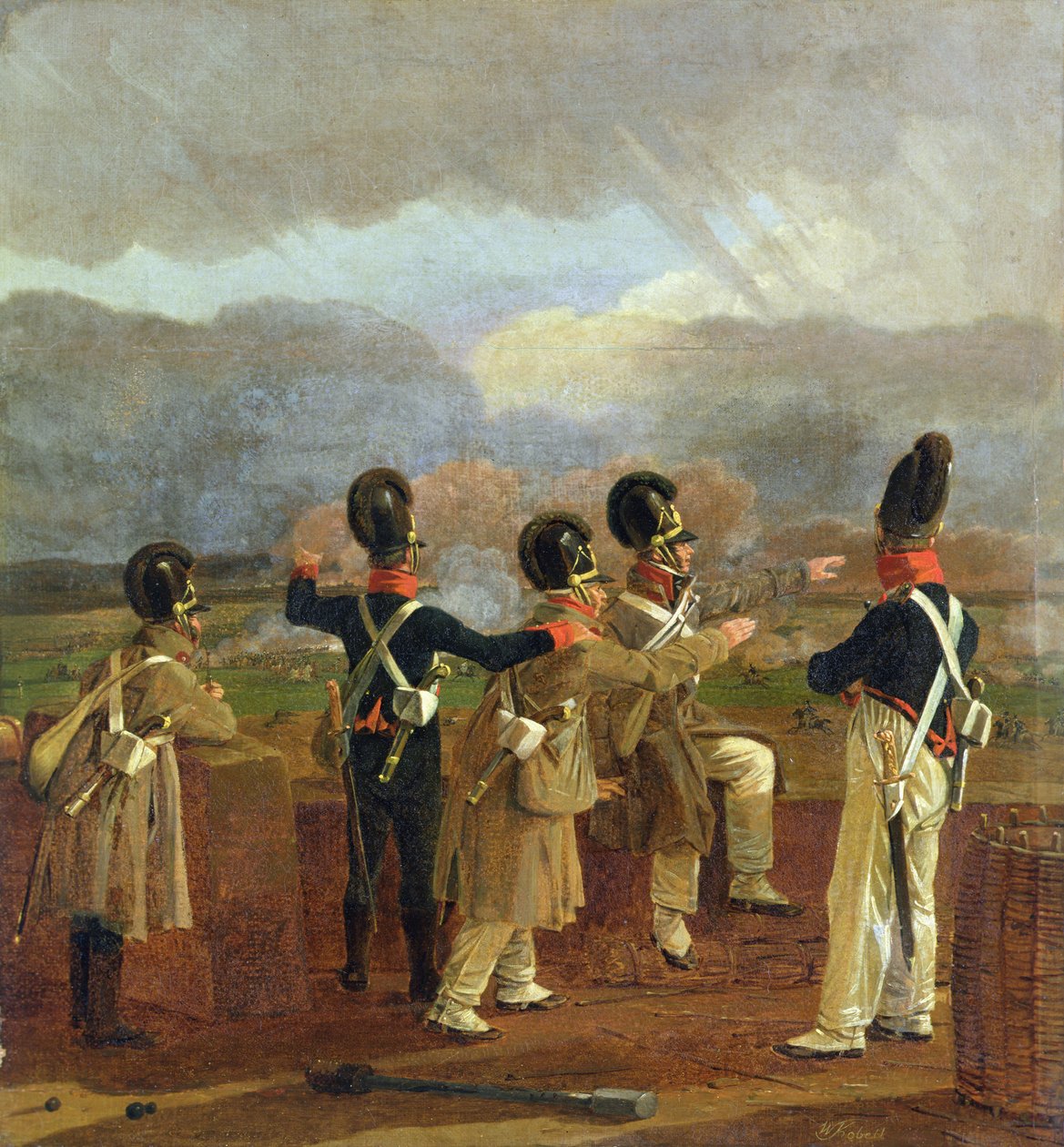 Soldater på ramperna, ca 1809 av Wilhelm Alexander Kobell