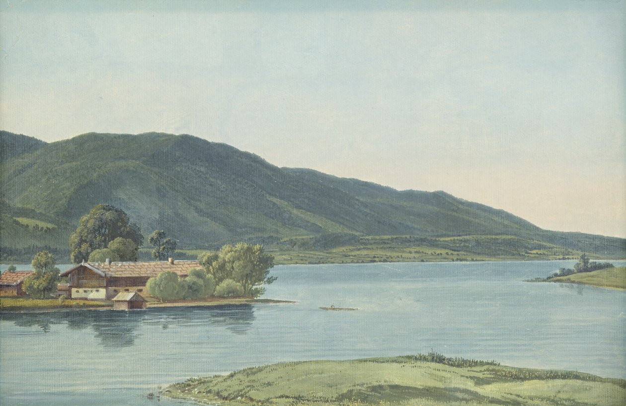Tegernsee (olja på papper på kartong) av Wilhelm Alexander Kobell