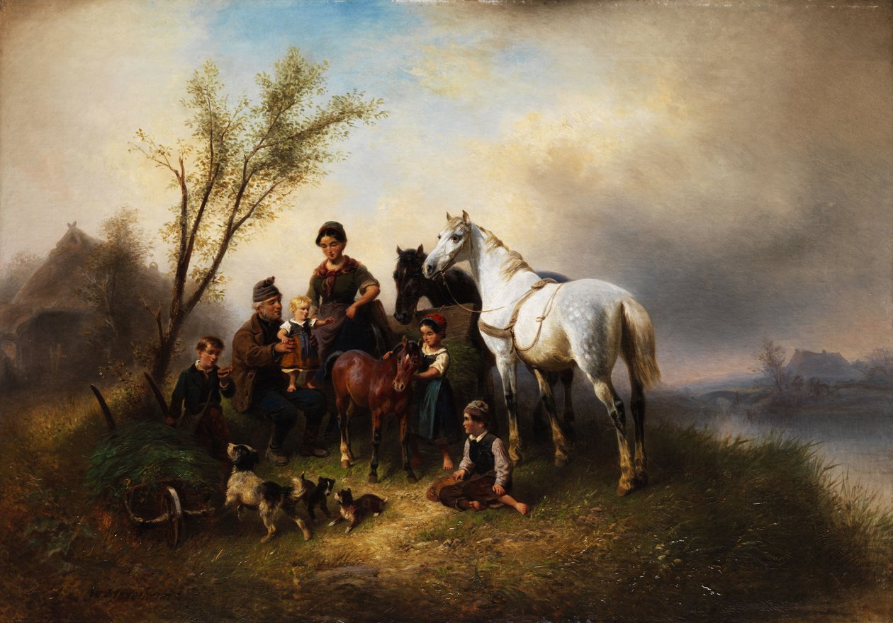 Bondefamilj vid floden. av Wilhelm Meyerheim