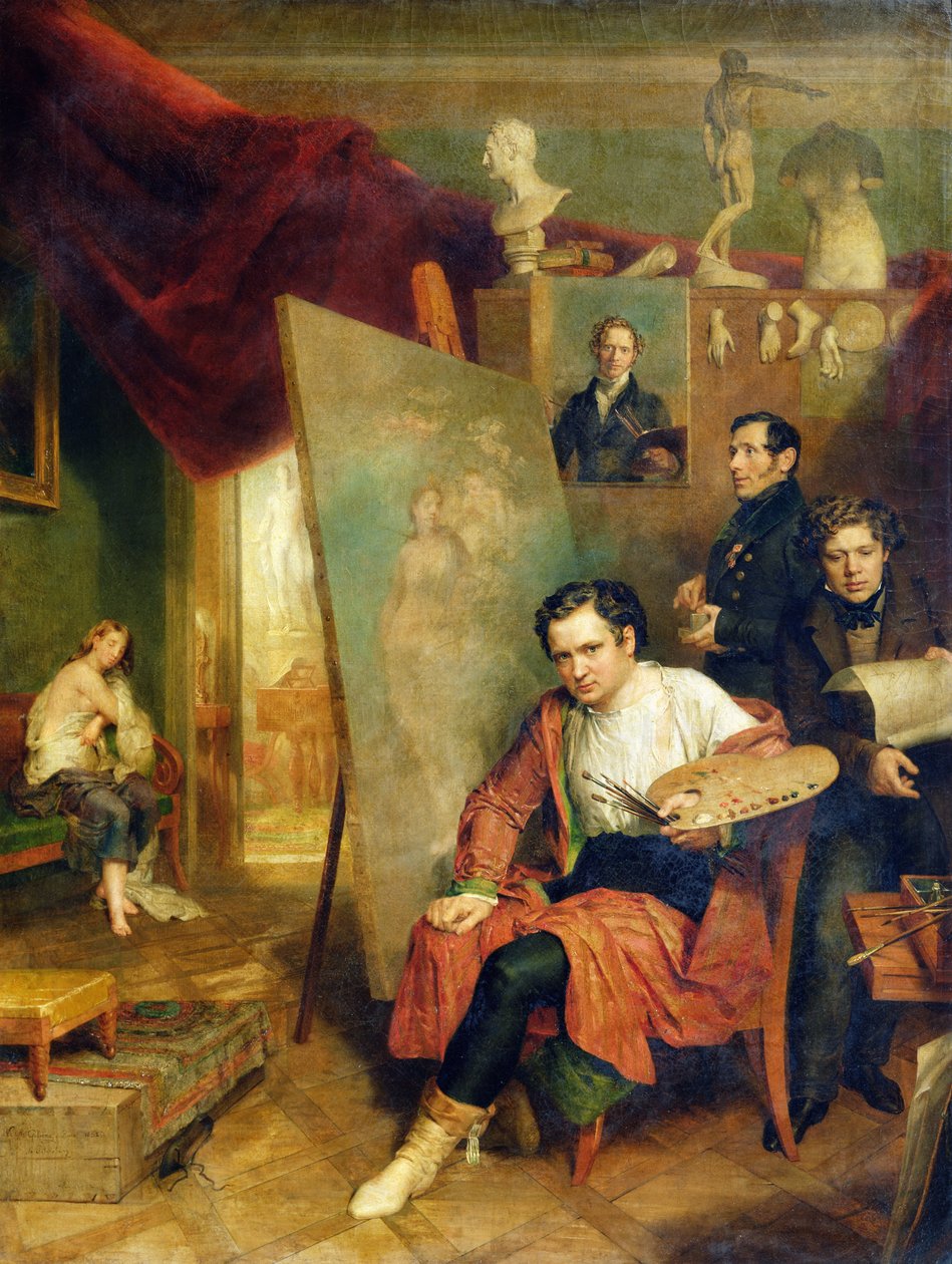 I målarens ateljé, 1832 av Wilhelm August Golicke