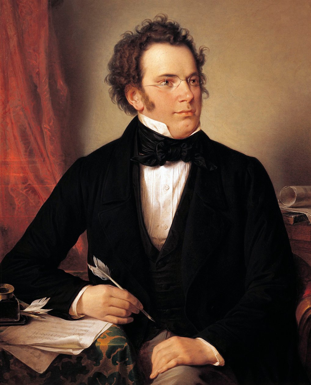 Franz Schubert olja på duk av Wilhelm August Rieder