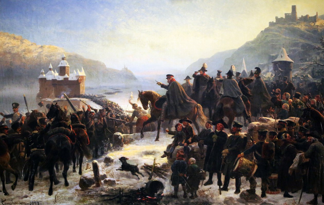 Blucher korsar Rhen vid Kaub av Wilhelm Camphausen