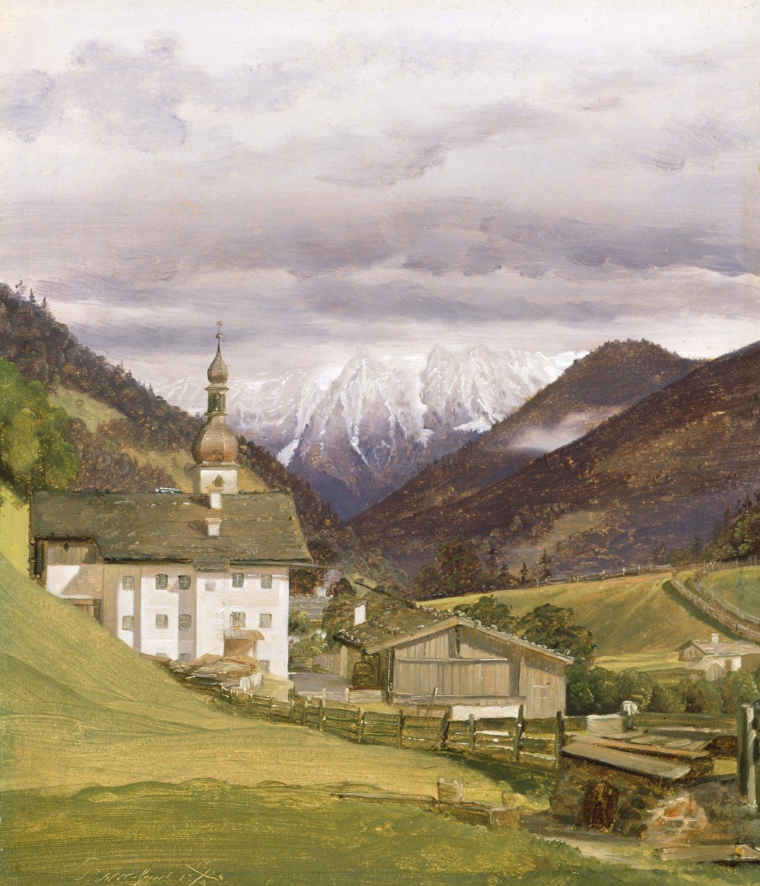 Kyrkan i Ramsau, 1832 (olja på papper) av Wilhelm Bendz