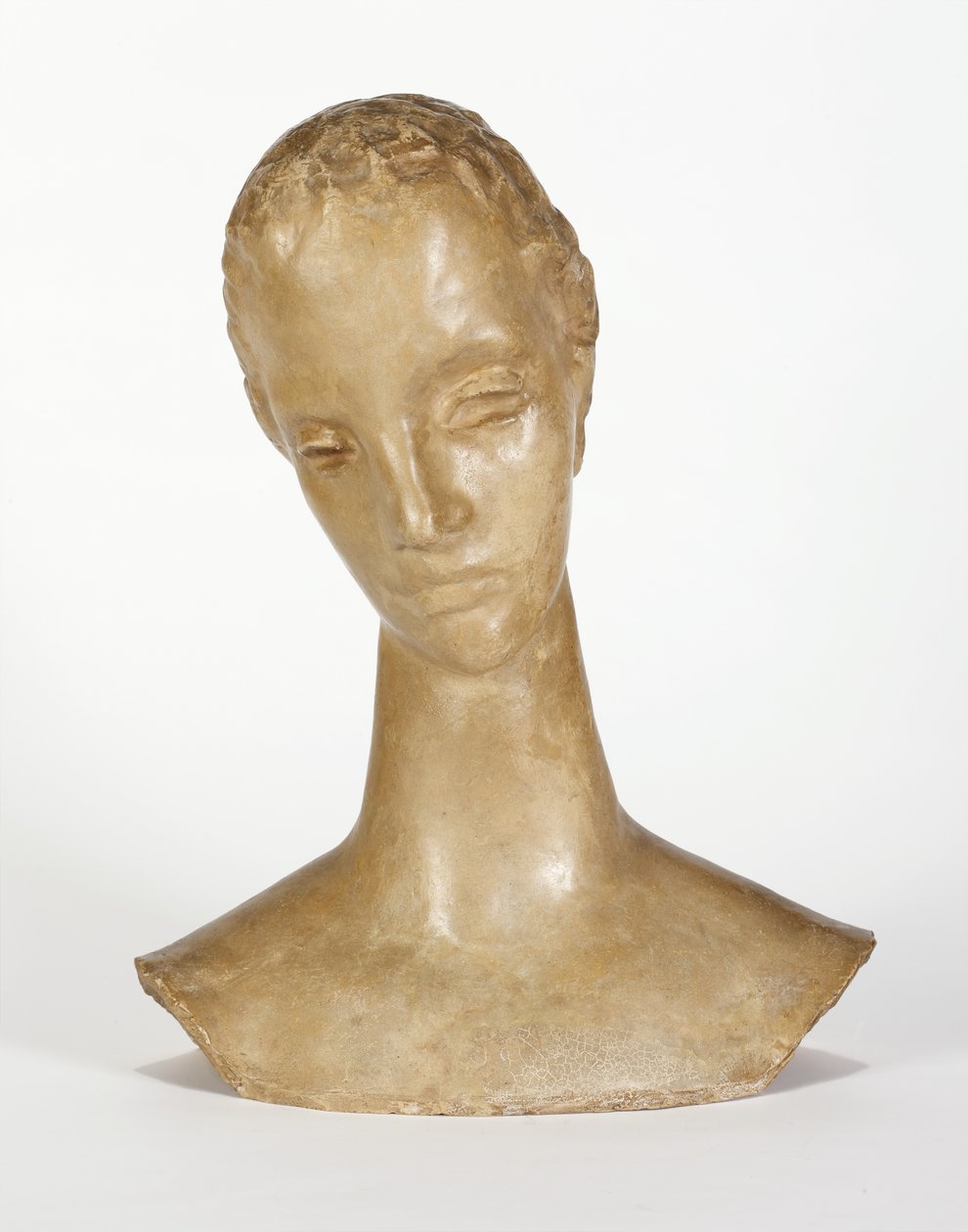 Byst av en eftertänksam kvinna, 1913-14 (bearbetad sten) av Wilhelm Lehmbruck