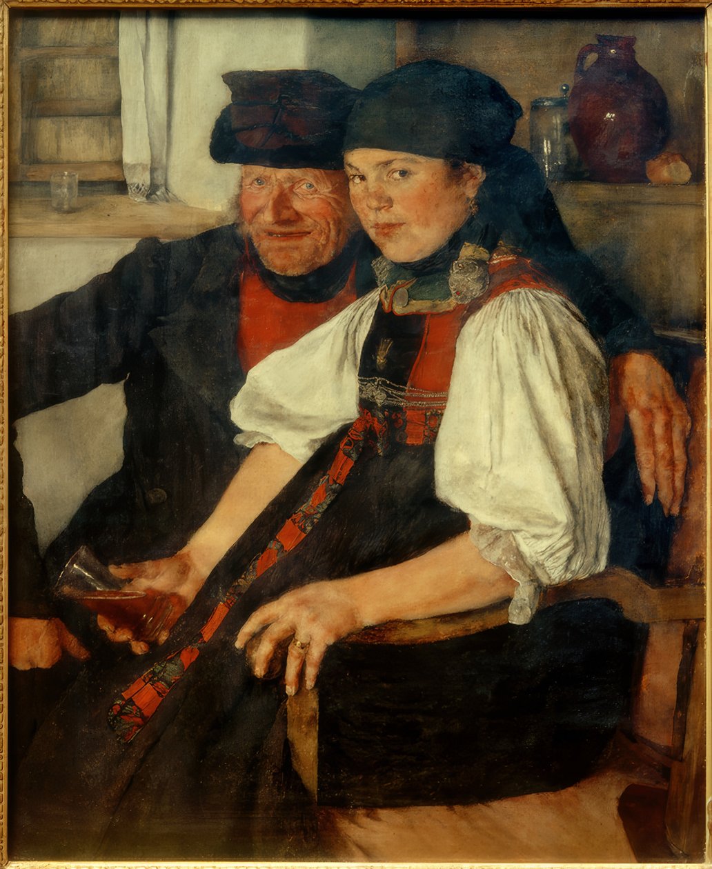 W.Leibl, äldre bonde och ung flicka av Wilhelm Maria Hubertus Leibl