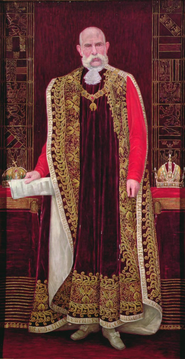 Kejsar Franz Josef I av Österrike (1830-1916) iklädd de officiella klädnader av Guldfleeceorden, ca 1910 av Wilhelm List