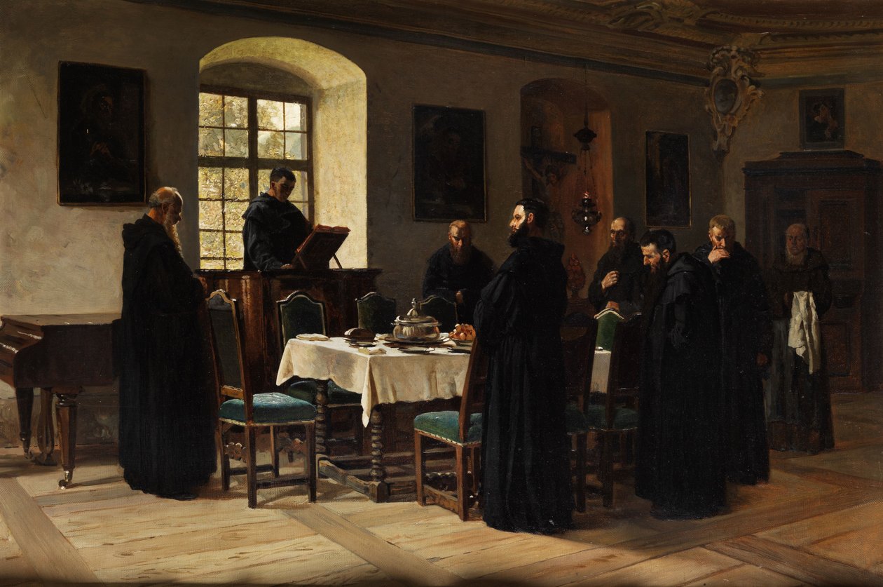 Mönche im Refektorium av Wilhelm Ludwig Friedrich Riefstahl