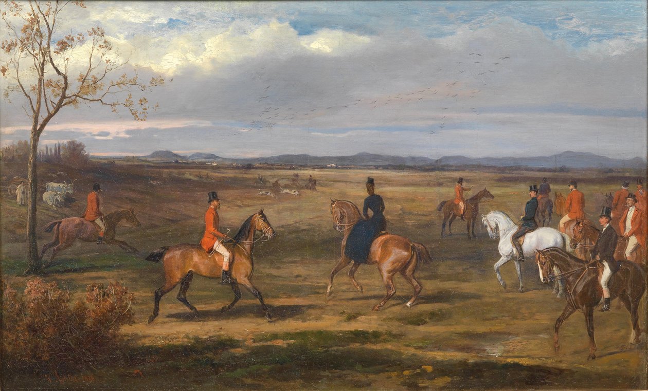 Kejsare Franz Joseph I och kejsarinnan Elisabeth med jaktfest / hovjakt i Ungern av Wilhelm Richter