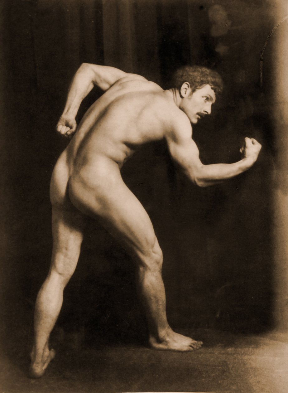 Studie av en naken man, ca 1900 (sepiafoto) av Baron Wilhelm von Gloeden
