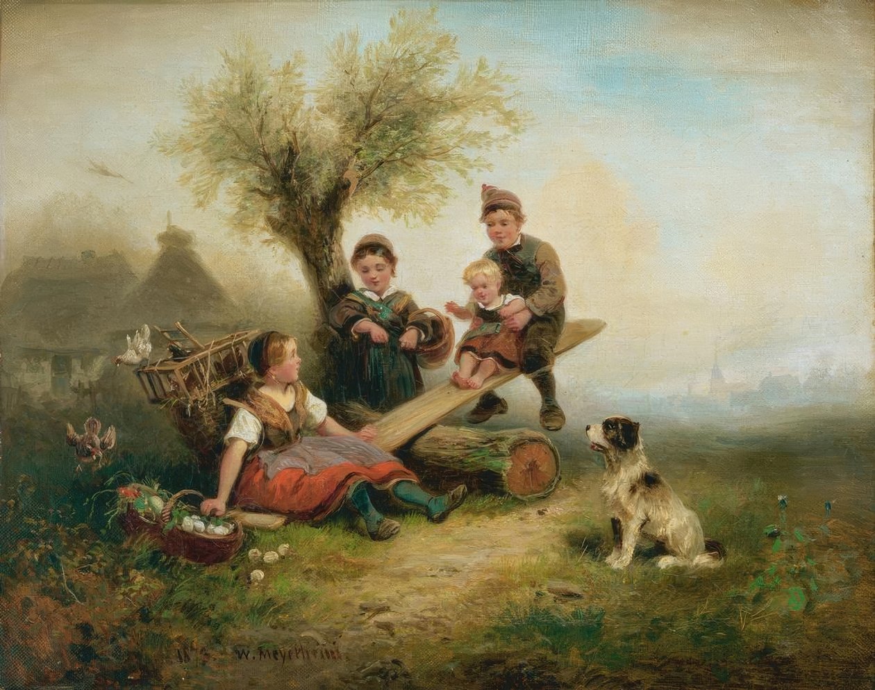 Barn som leker i utkanten av byn av Wilhelm Alexander Meyerheim