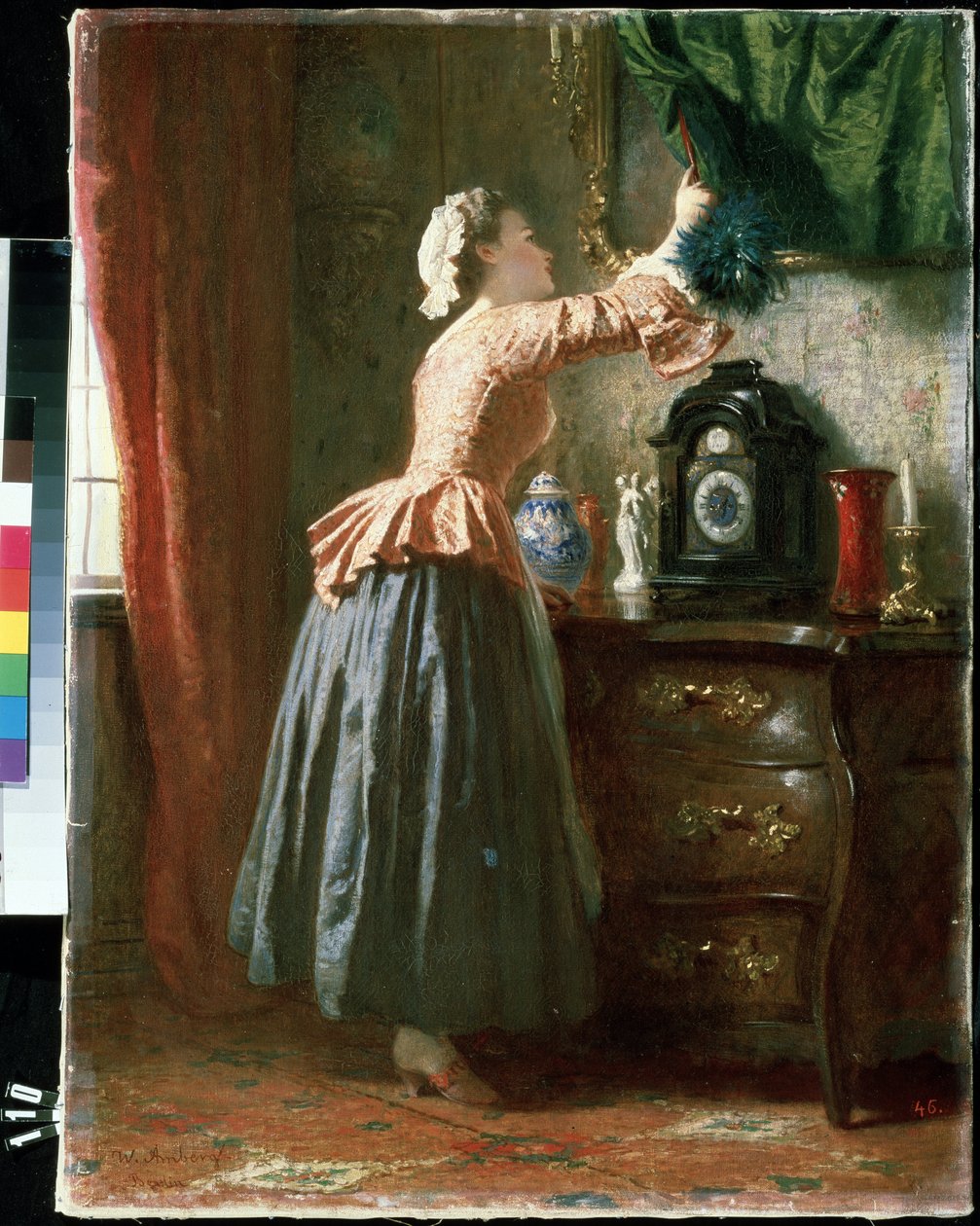 ""La femme de chambre"" (en hembiträde) Peinture de Wilhelm August Amberg (1822-1899) Mikhail Kroshitsky Art Museum, Sevastopol (Sebastopol) Ukraina av Wilhelm Amberg
