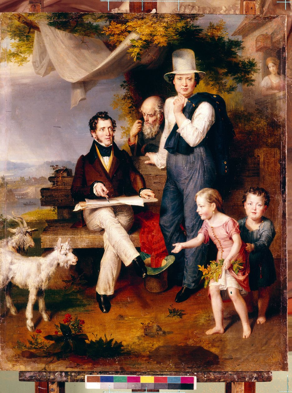 Självporträtt med porträtt av konstnären George Dawe (1781-1829). (Självporträtt med porträtt av konstnären G. Dawe). Målning av Wilhelm August Golicke (1802-1848), olja på duk av Wilhelm August Golicke