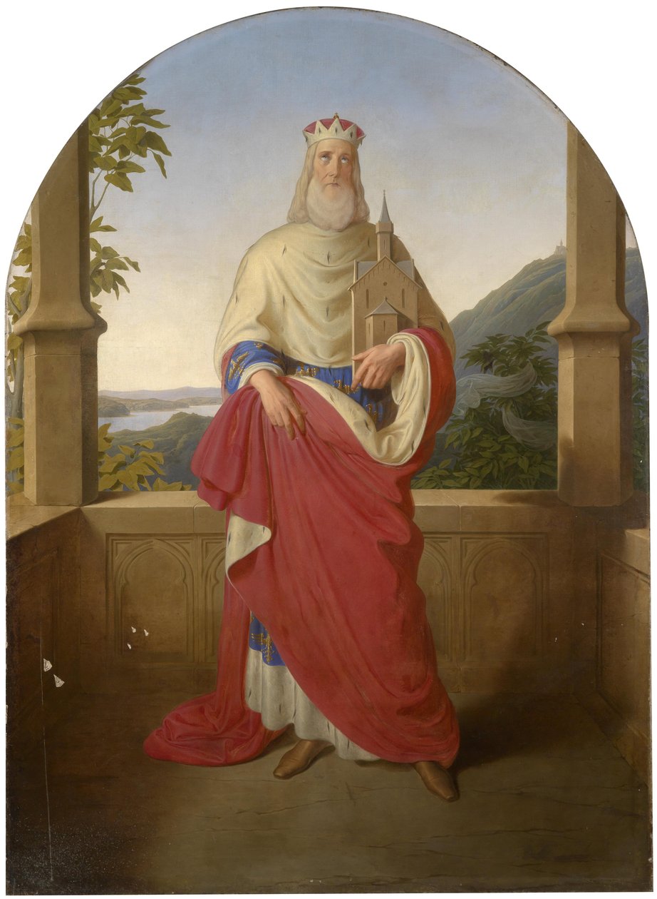 Bogdan Mandic, ou Frere Leopold dit Leopold de Castelnuovo - Saint Leopold devant le Donau et la montagne Leopoldsberg - Saint Leopold framför en utsikt över Donau och Leopoldsberg i bakgrunden, av Rieder, Wilhelm August (1796-1880). Olja på duk av Wilhelm August Rieder