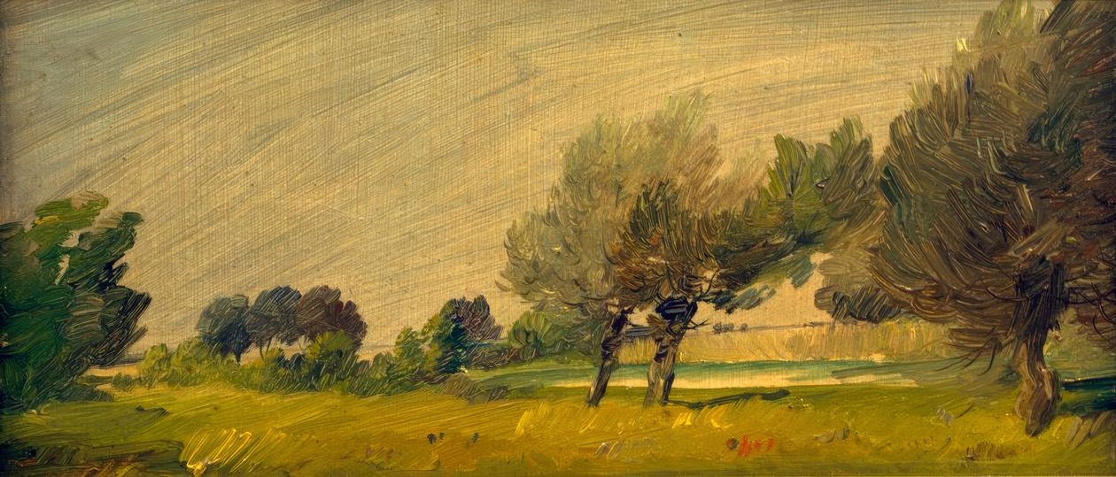 Grönt sommarlandskap - betesmarker vid dammen av Wilhelm Busch