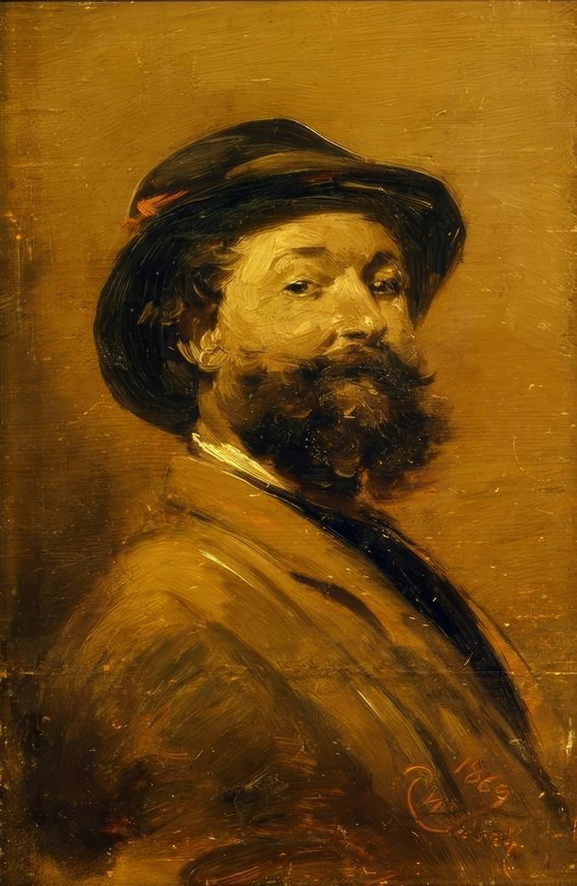 Självporträtt i gråbrun färg av Wilhelm Busch