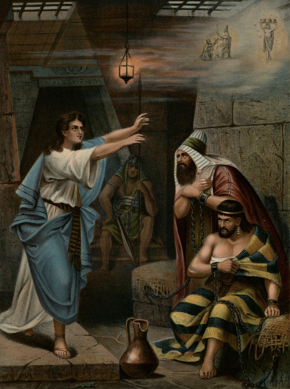 Josef tolkar sina medfångars drömmar (färg litho) av Wilhelm Ebbinghaus