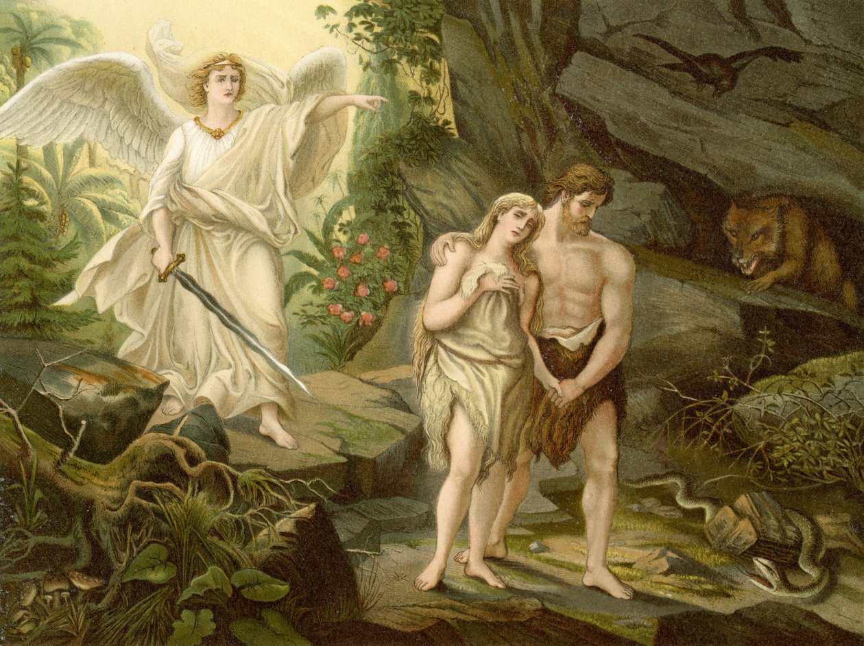 Utvisningen från paradiset (färg litho) av Wilhelm Ebbinghaus