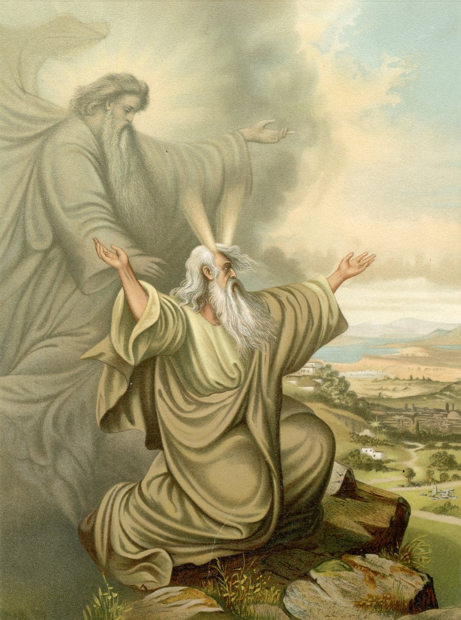Herren visar Moses det utlovade landet (färg litho) av Wilhelm Ebbinghaus